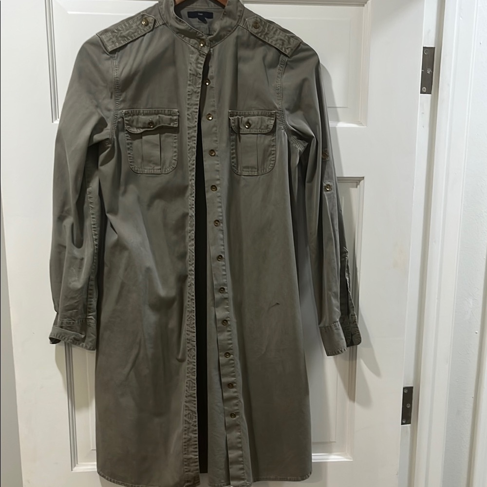 Olive Green Long Military Style Dress